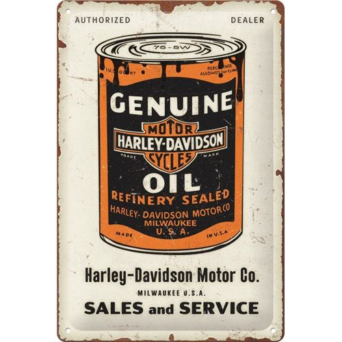 Plaque métal 20 x 30 cm - Harley Davidson - Genuine Oil Can