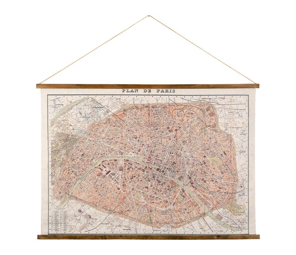 Toile plan de Paris rose