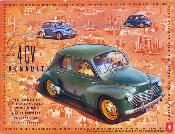 Plaque métal 30 x 40 cm - RENAULT 4CV Affiche