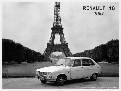 Plaque métal 30 x 40 cm - Renault R16 1967 Tour Eiffel