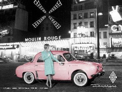 Plaque métal 30 x 40 cm - Renault Dauphine Moulin Rouge