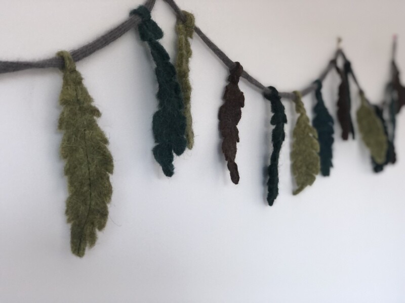 Green Felt Feather Garland