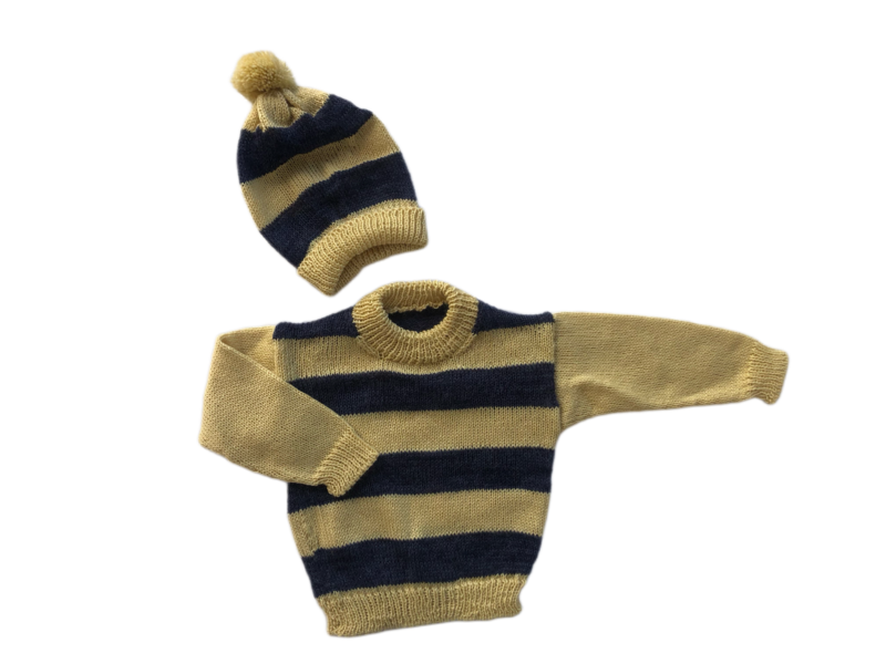 Lemon and Navy Baby Set