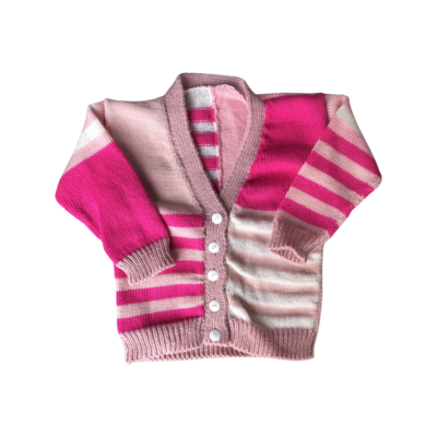 Pink Striped Cardigan