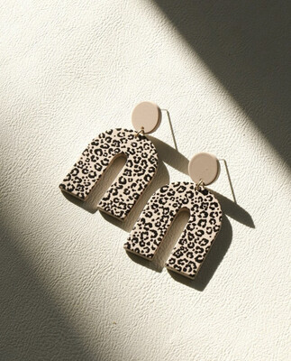 Leopard Print Geometric Drop Earrings