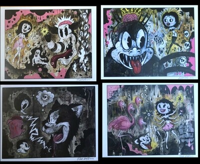 FOUR 8.5&quot;x11&quot; Set #1 Signed prints By Frank Forte Pop Surrealism