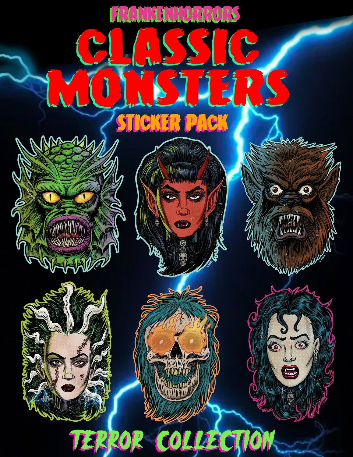 FrankenHorrors Classic Monsters Sticker Pack: Terror Collection