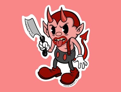 Devil with a Razor Creepy Cute Frank Forte Die Cut Vinyl Sticker