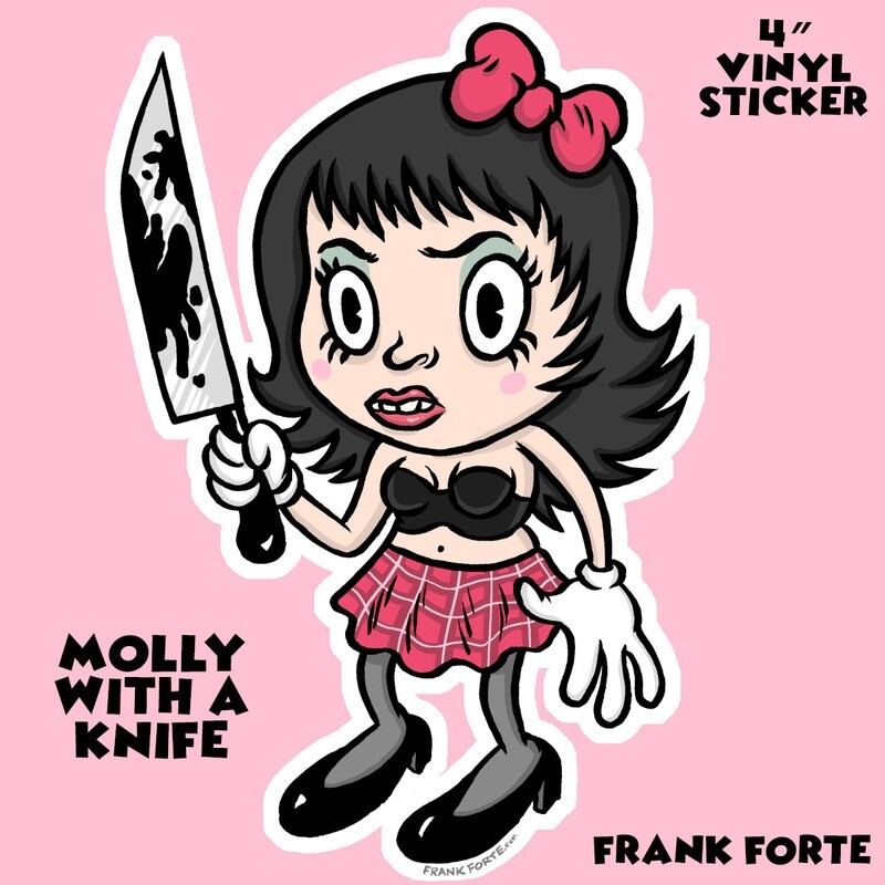 Molly with a Knife Creepy Cute Frank Forte Die Cut Vinyl Sticker