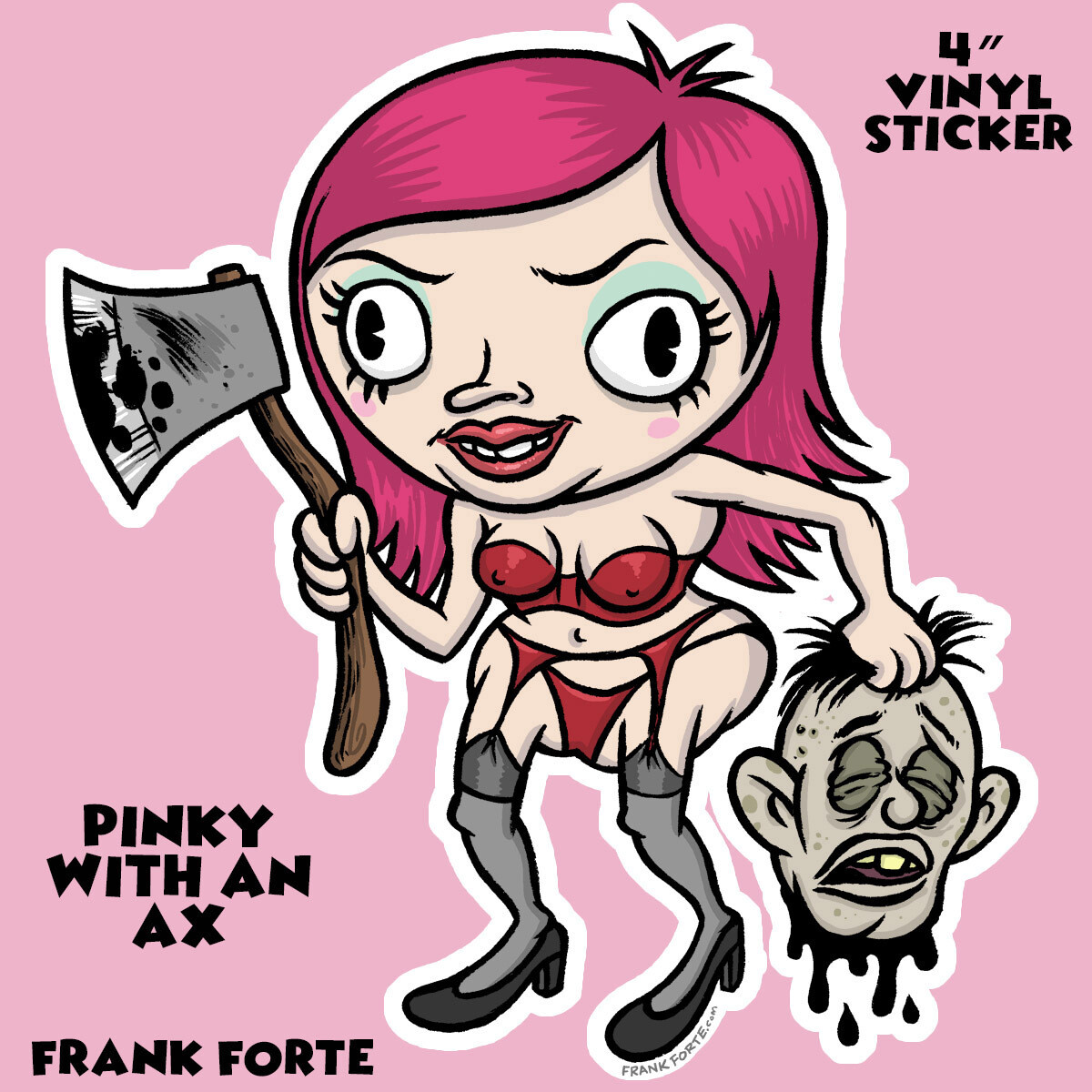 Molly with an Axe Creepy Cute Frank Forte Die Cut Vinyl Sticker