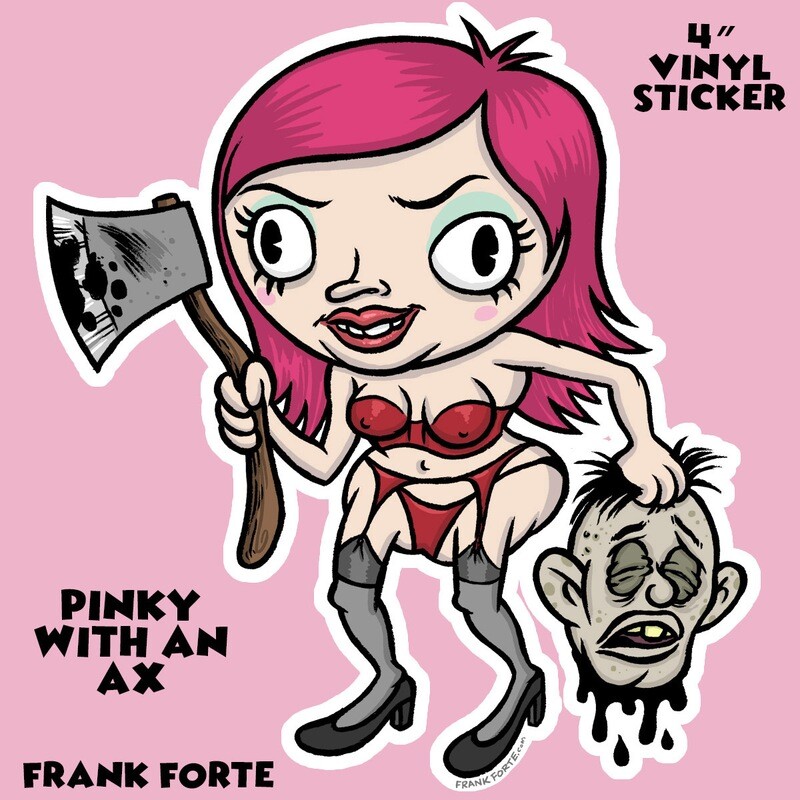 Molly with an Axe Creepy Cute Frank Forte Die Cut Vinyl Sticker