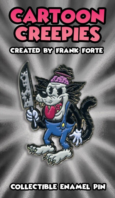 Cartoon Creepies Wolf with a Knife 1.75&quot; Soft Enamel Pin