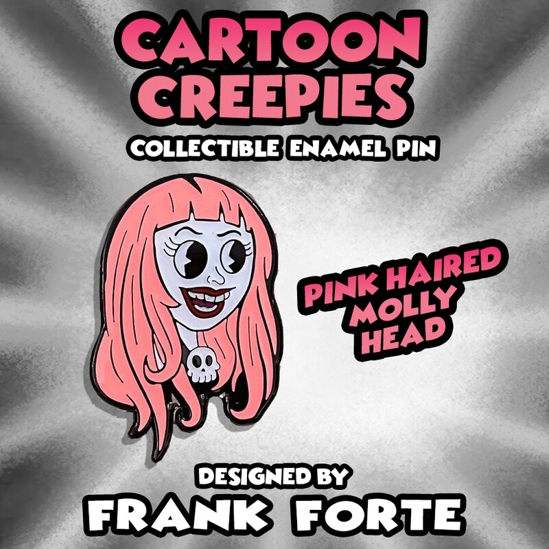 Cartoon Creepies Pink Haired Molly Head 1.5&quot; Soft Enamel Pin