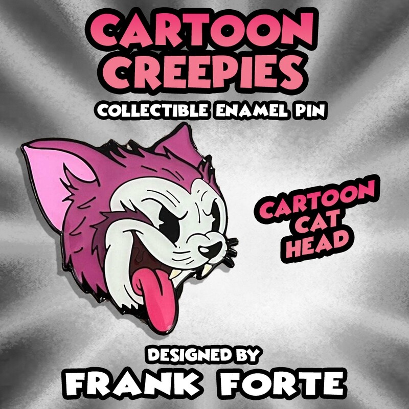 Cartoon Creepies Cartoon Cat Head 1.5&quot; Soft Enamel Pin