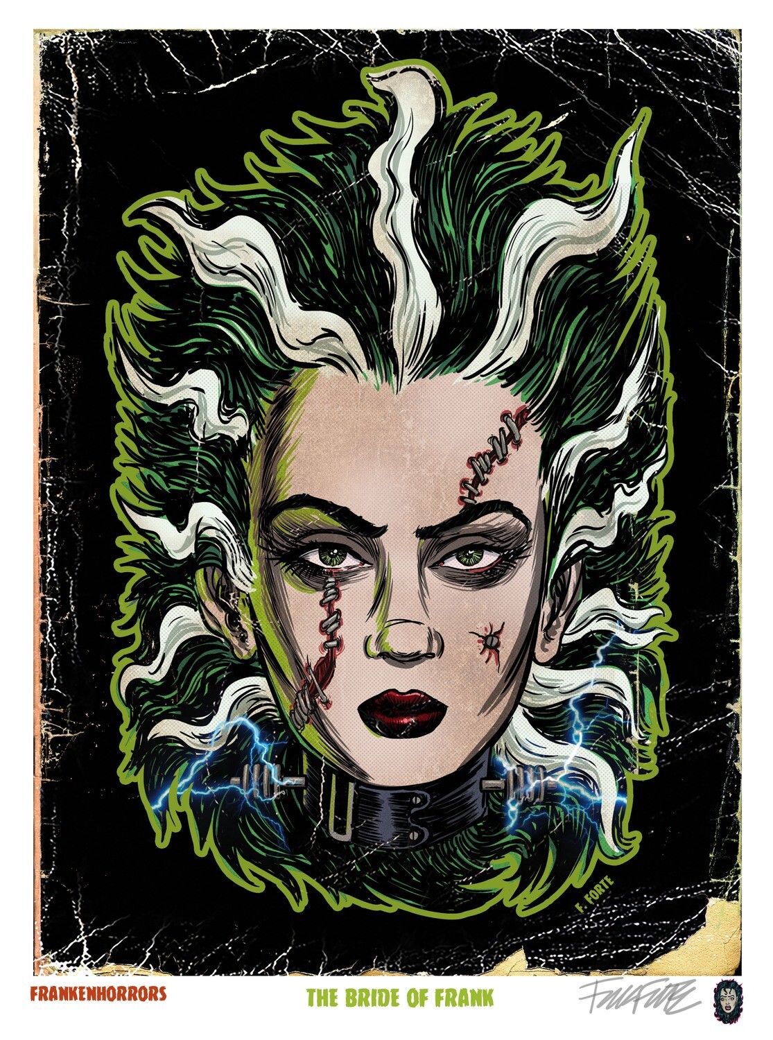 FrankenHorrors Bride of Frankenstein 8.5x11 signed print by Frank Forte