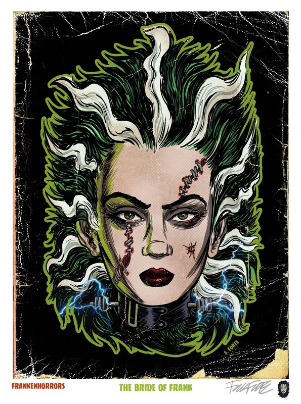 FrankenHorrors Bride of Frankenstein 8.5x11 signed print by Frank Forte