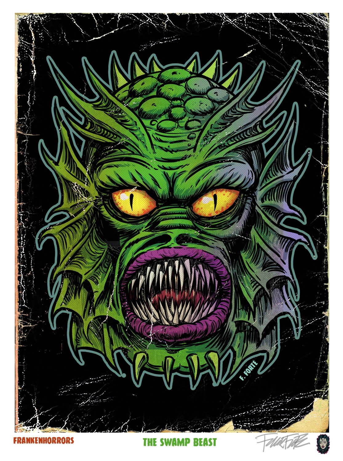 FrankenHorrors Swamp Beast 8.5x11 signed print by Frank Forte