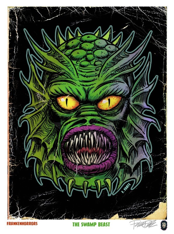 FrankenHorrors Swamp Beast 8.5x11 signed print by Frank Forte