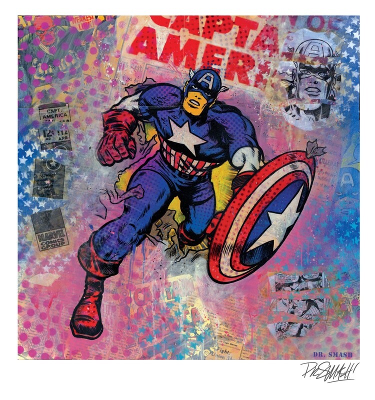 Captain America 12x13 Signed Fine Art print by Dr. Smash