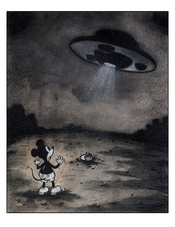 Minnie&#39;s Abduction 8.5x11 Pop Surrealism Dark Art Print by Frank Forte