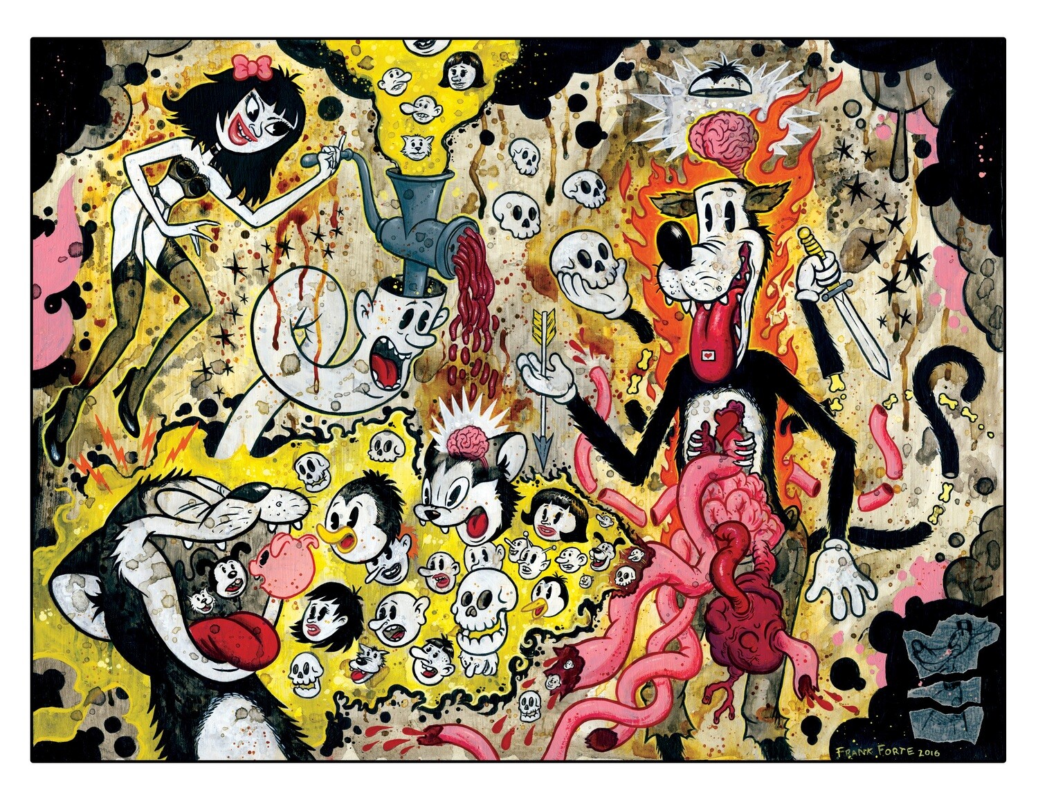 Cartoon Colitis 8.5x11 Pop Surrealism Dark Art Print by Frank Forte