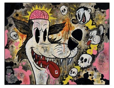Revenge of the Acid Wolf 8.5x11 Pop Surrealism Dark Art Print by Frank Forte