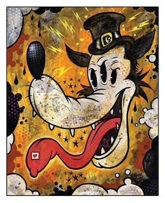 The Orange Wolf 8.5x11 Pop Surrealism Dark Art Print by Frank Forte