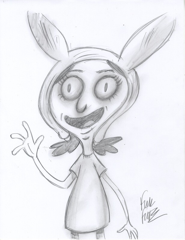 Louise Belcher Bob&#39;s Burgers 8.5X11 Original Drawing Fine Art by Frank Forte Comic Art