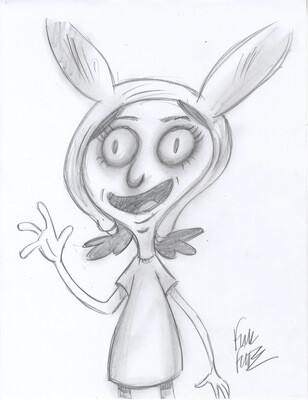 Louise Belcher Bob&#39;s Burgers 8.5X11 Original Drawing Fine Art by Frank Forte Comic Art