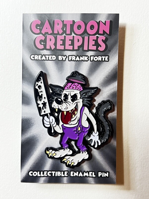 Cartoon Creepies Purple Wolf w/ Knife 2&quot; Soft Enamel pin designed Frank Forte cute kawaii lapel funny Pins for Backpacks Jeans birthday gift