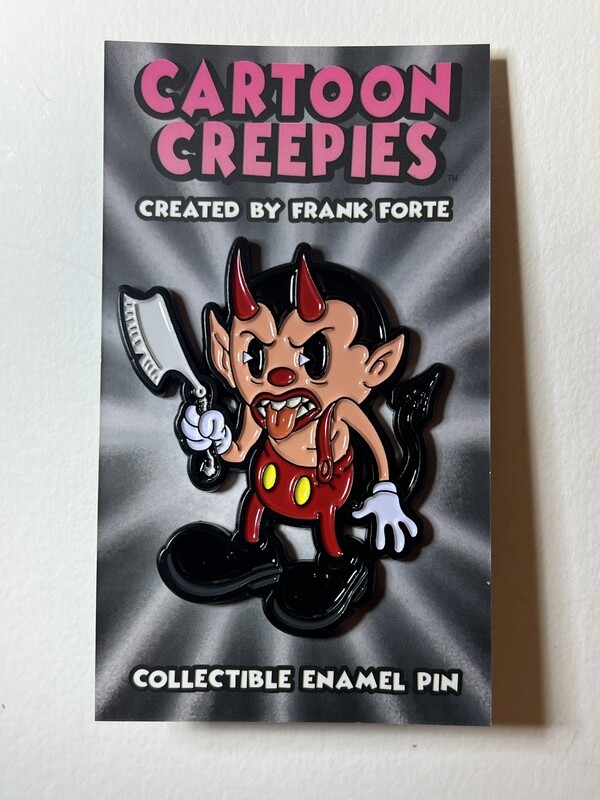 Cartoon Creepies Red Devil w/ Razor 2&quot; Soft Enamel pin designed Frank Forte cute kawaii lapel funny Pins for Backpacks Jeans birthday gift