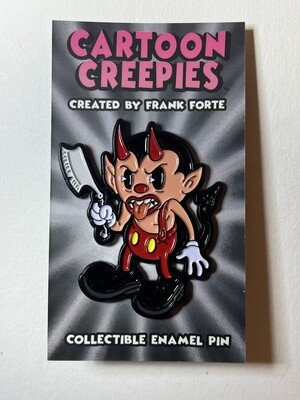 Cartoon Creepies Red Devil w/ Razor 2&quot; Soft Enamel pin designed Frank Forte cute kawaii lapel funny Pins for Backpacks Jeans birthday gift