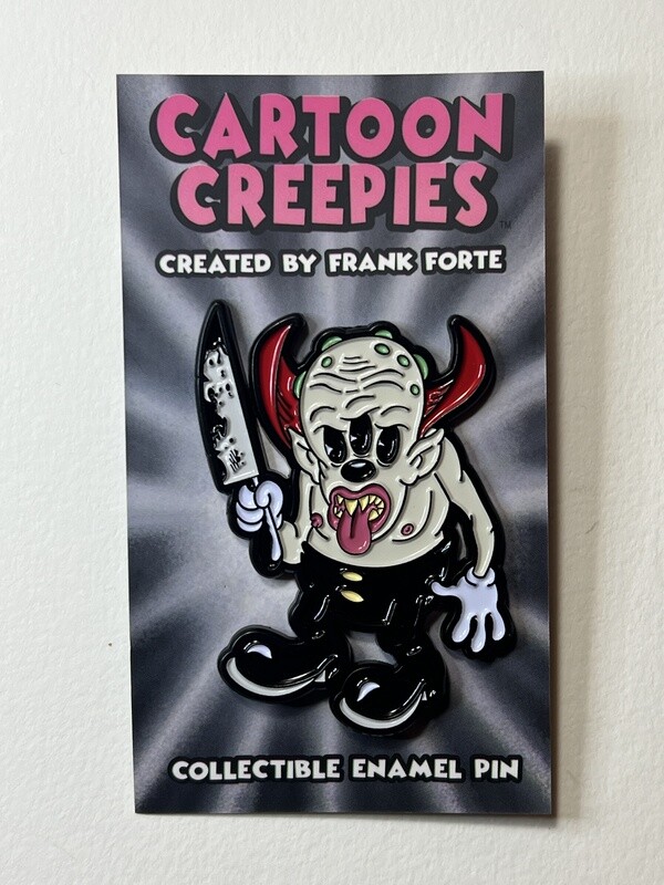 Cartoon Creepies Red Triclops w/ Knife 2&quot; Soft Enamel pin designed Frank Forte cute kawaii lapel funny Pins for Backpacks Jeans birthday gift
