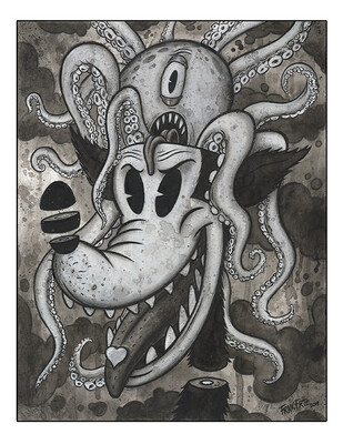 Encephaloctopoid 12x16 Pop Surrealism Dark Art Print by Frank Forte