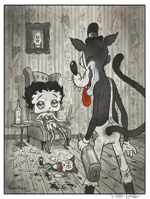 Betty and the Wolf 12x16 Pop Surrealism Dark Art Print by Frank Forte