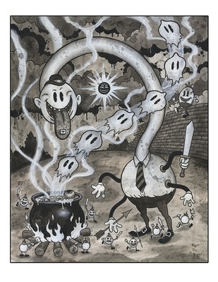 Mr. Sneedley and the Ghost Pot Fandango 8.5x11 Pop Surrealism Dark Art Print by Frank Forte