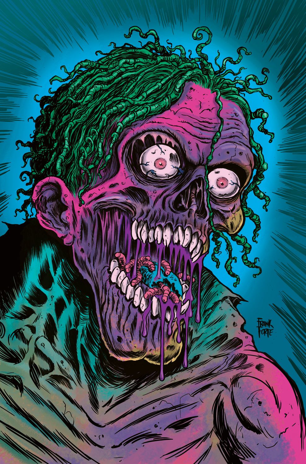 ZOMBIE TERRORS: UNDEAD SPECIAL #1K (Frank Forte) "SCREAMING" BLACK LIGHT METAL (MR)