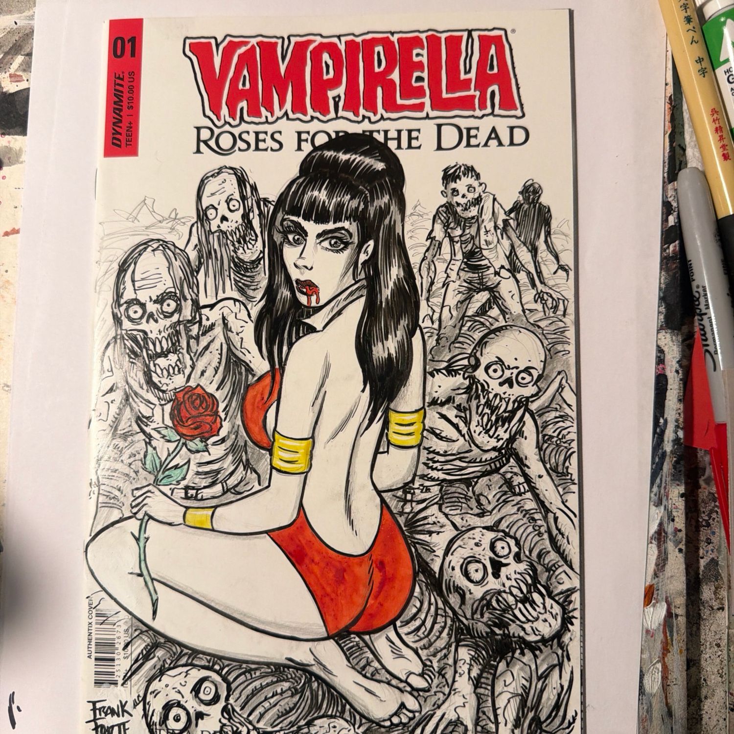 Vampirella: Roses For The Dead #1 Sketch Cover By Frank Forte