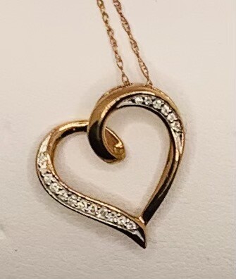 Rose Gold Diamond Heart Pendant with Chain