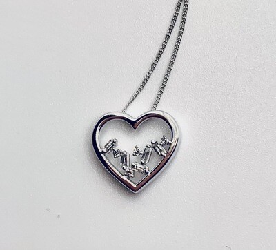 Stagger Diamond Heart Pendant with Chain