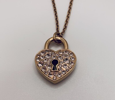 Brosway Swarovski Crystal Heart Lock Necklace - PVD Rose Gold
