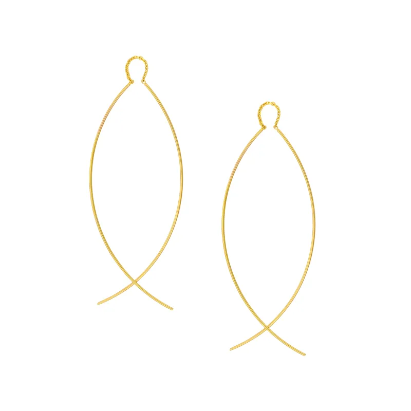 14K Gold Curved Wire Threader Earrings