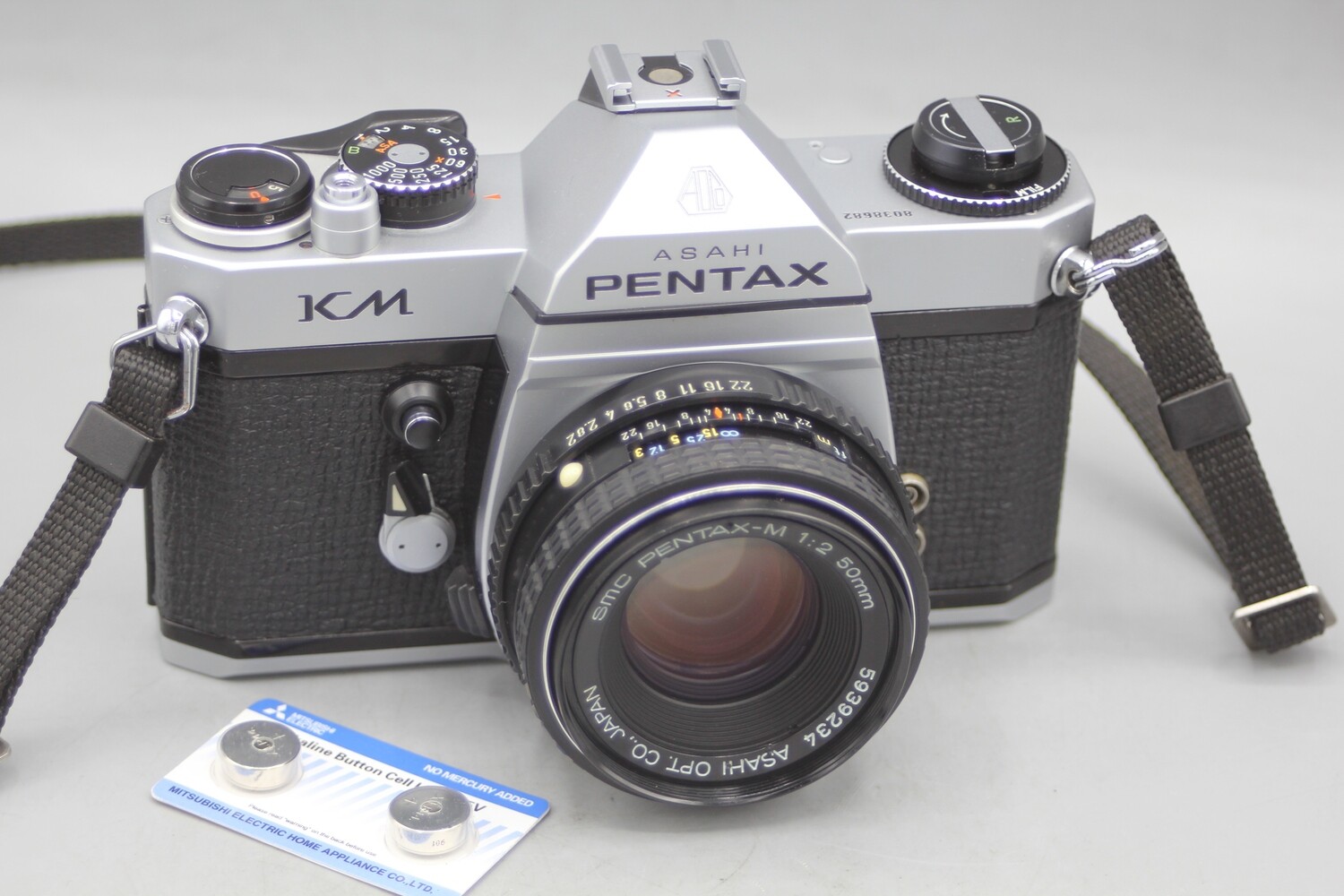 Pentax KM 35mm Film Camera w 1.7/50 Lens Clad Seals Battery Tested