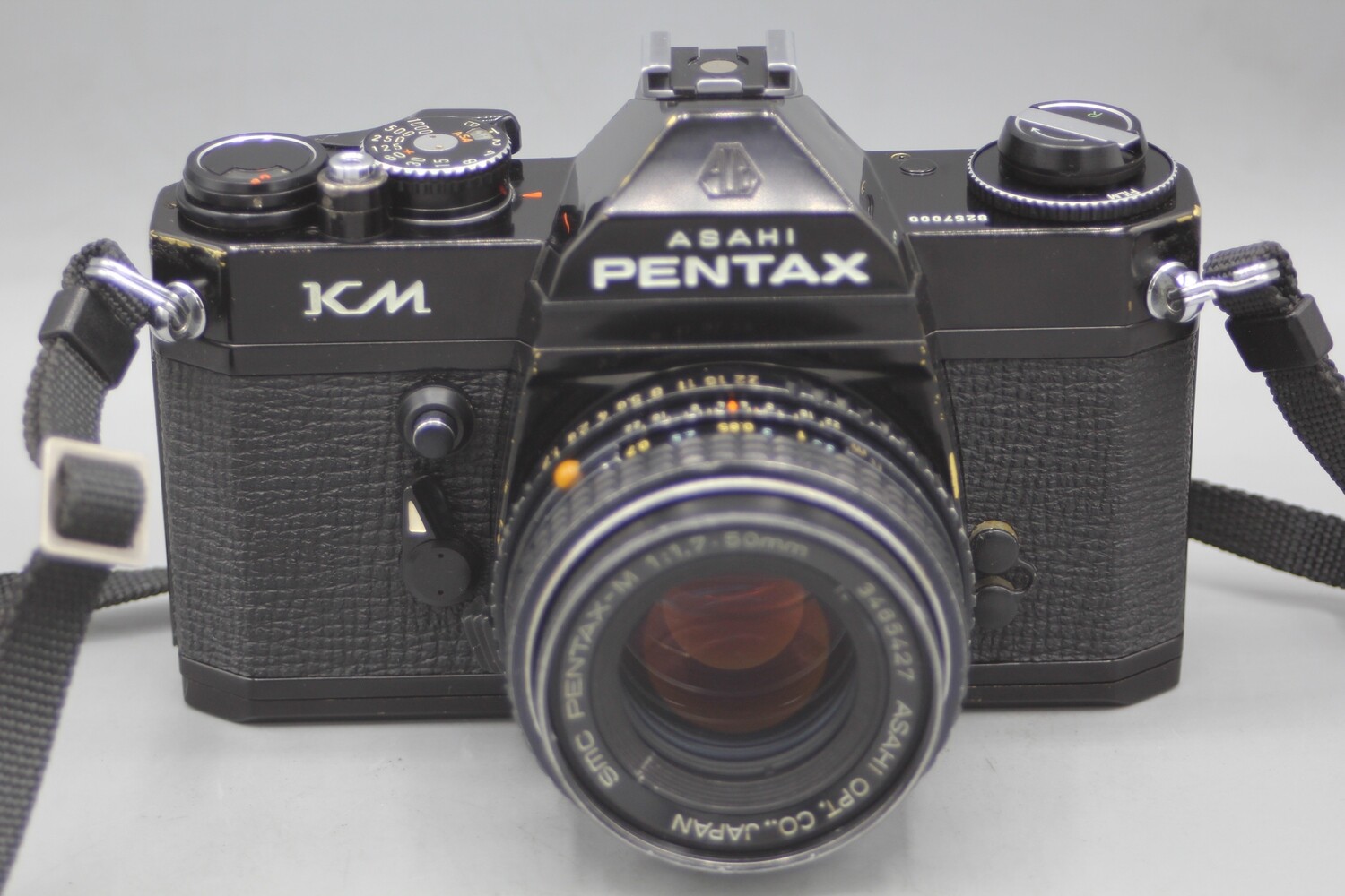 Pentax KM 35mm SLR Camera w 1.7/50 Clad Seals Battery Tested EXC