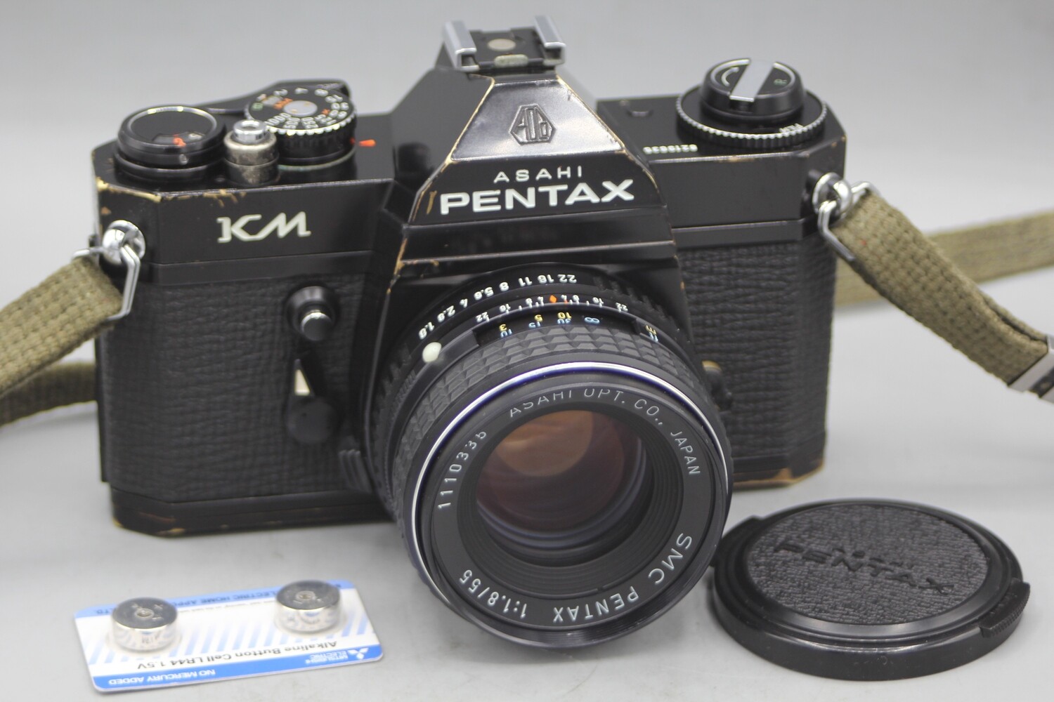 Pentax KM 35mm Film Camera w 1.8/55 Lens Clad Seals Battery Tested