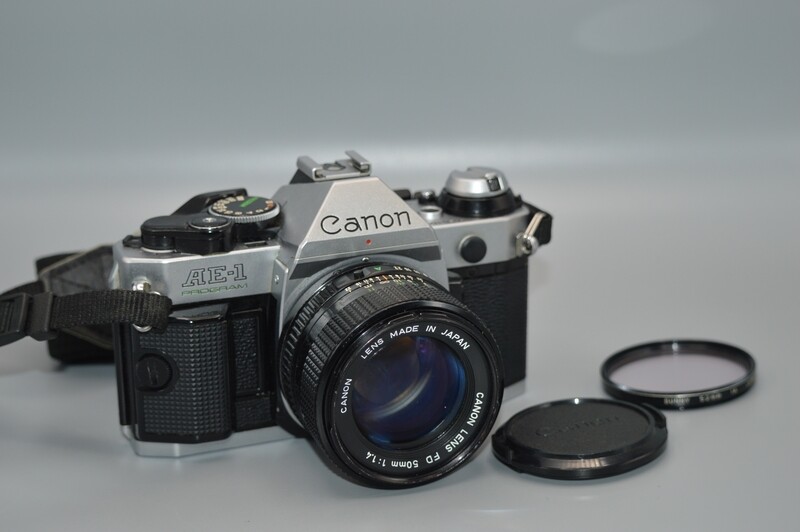 Canon AE1 Program Vintage 35mm Film Camera with FD SSC 1.4 Lens