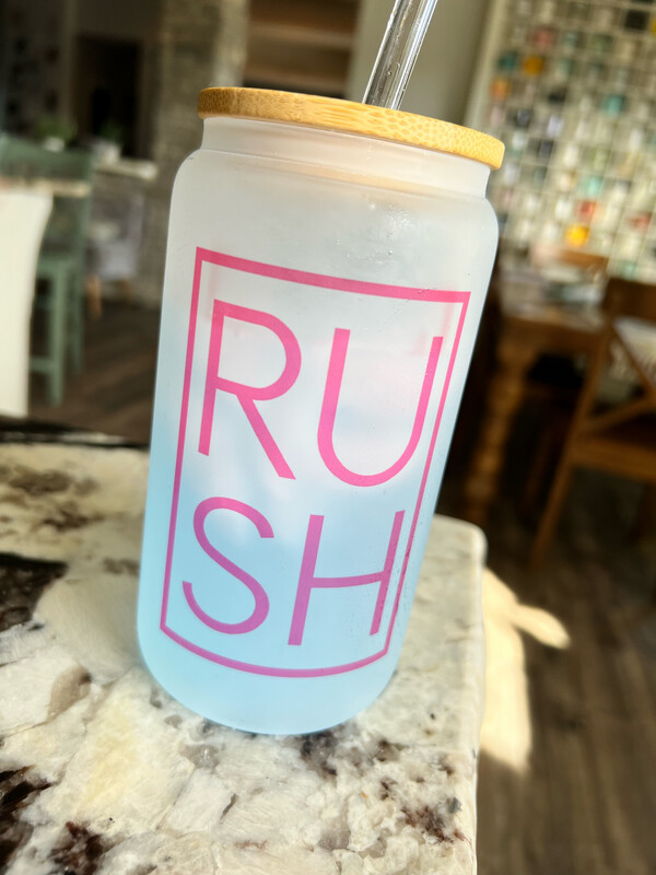 Pink/Blue Two Sided Rush Glass Cup