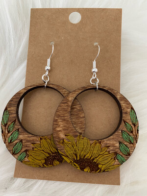 Circle Sunflower Earrings