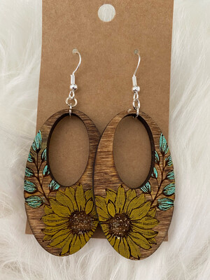 Oval Sunflower Earrings
