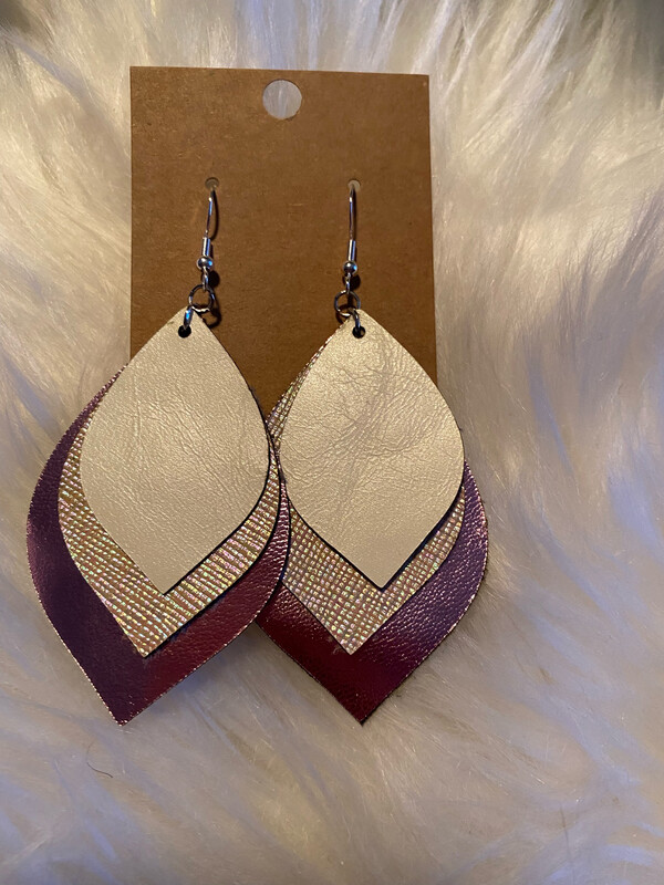 Pink Petal Leather Earrings